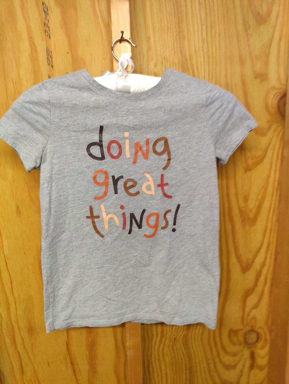 Cat & Jack Girls L 10-12 Gray Doing Great Things Graphic Short Sleeve T-Shirt Te